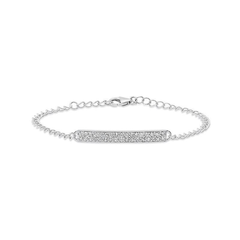 “Crystal Frame” S925 Sterling Silver Geometric Heart Link Bracelet