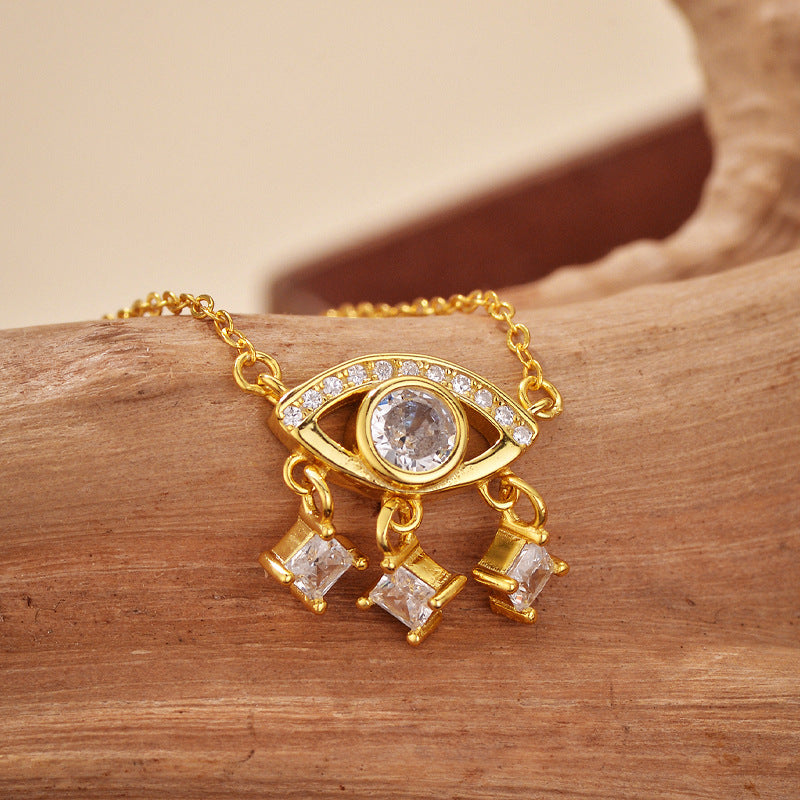 “Eye Gleam” S925 Sterling Silver Zircon Eye Necklace