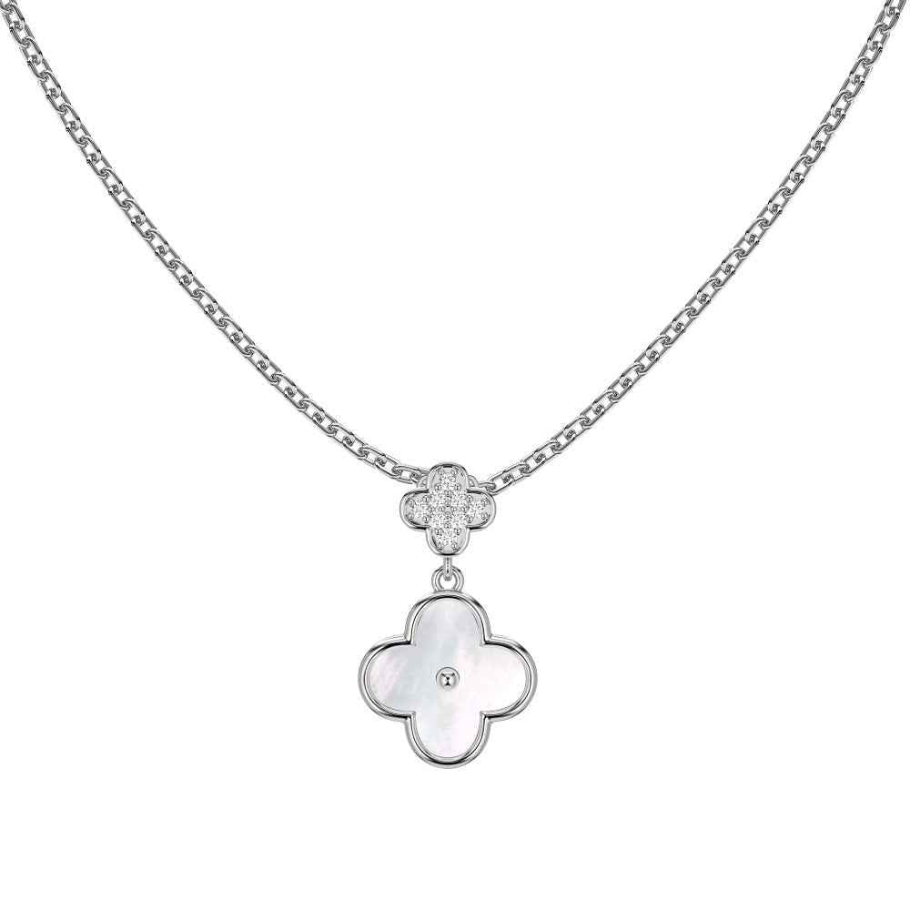 Clover Grace S925 Silver Mother-of-Pearl Clover Necklace