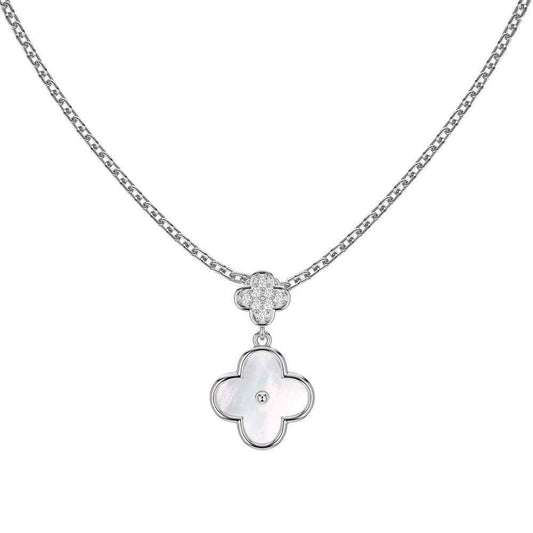 Clover Grace S925 Silver Mother-of-Pearl Clover Necklace