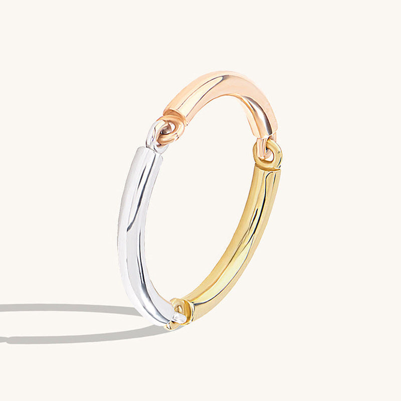 “Tricolor Harmony” S925 Sterling Silver Three-Tone Band Ring