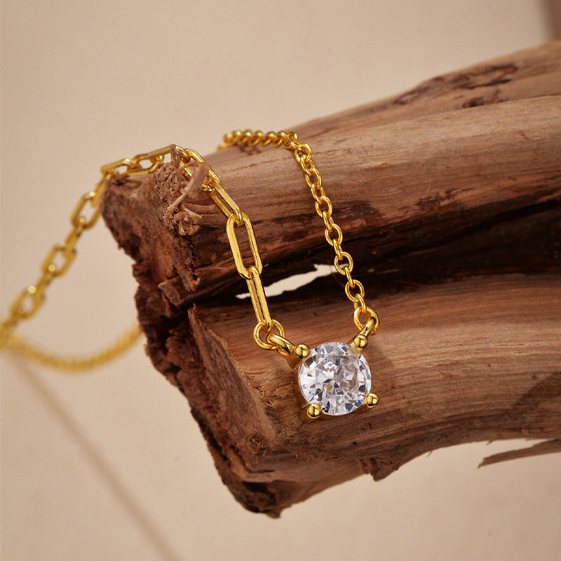 “Luxe Line” S925 Sterling Silver Zircon Irregular Chain Necklace