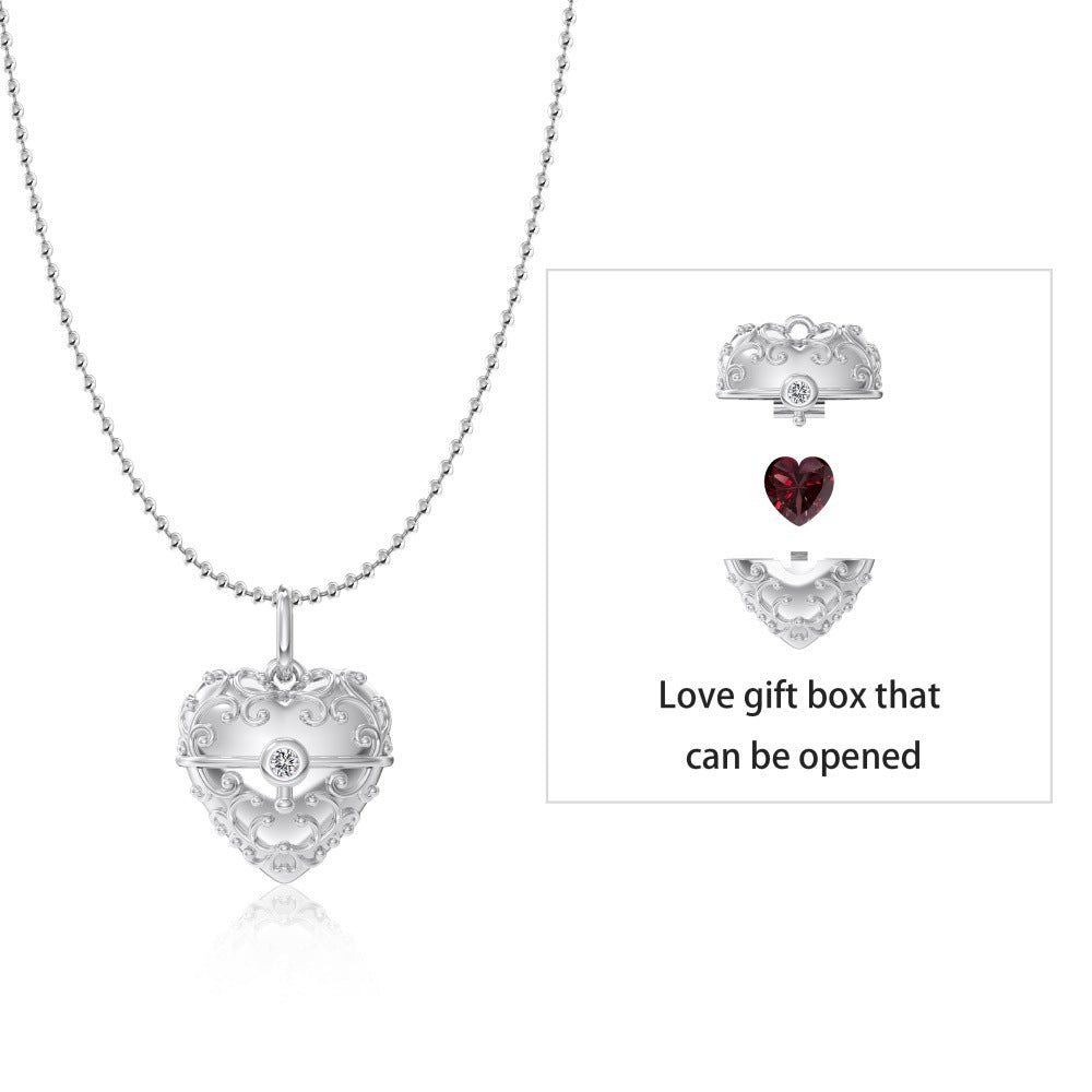 Secret Heart Casket Openable Heart Pendant Necklace S925 Sterling Silver