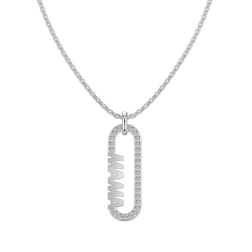 Mama Link S925 Sterling Silver Mom Necklace and Earrings Set