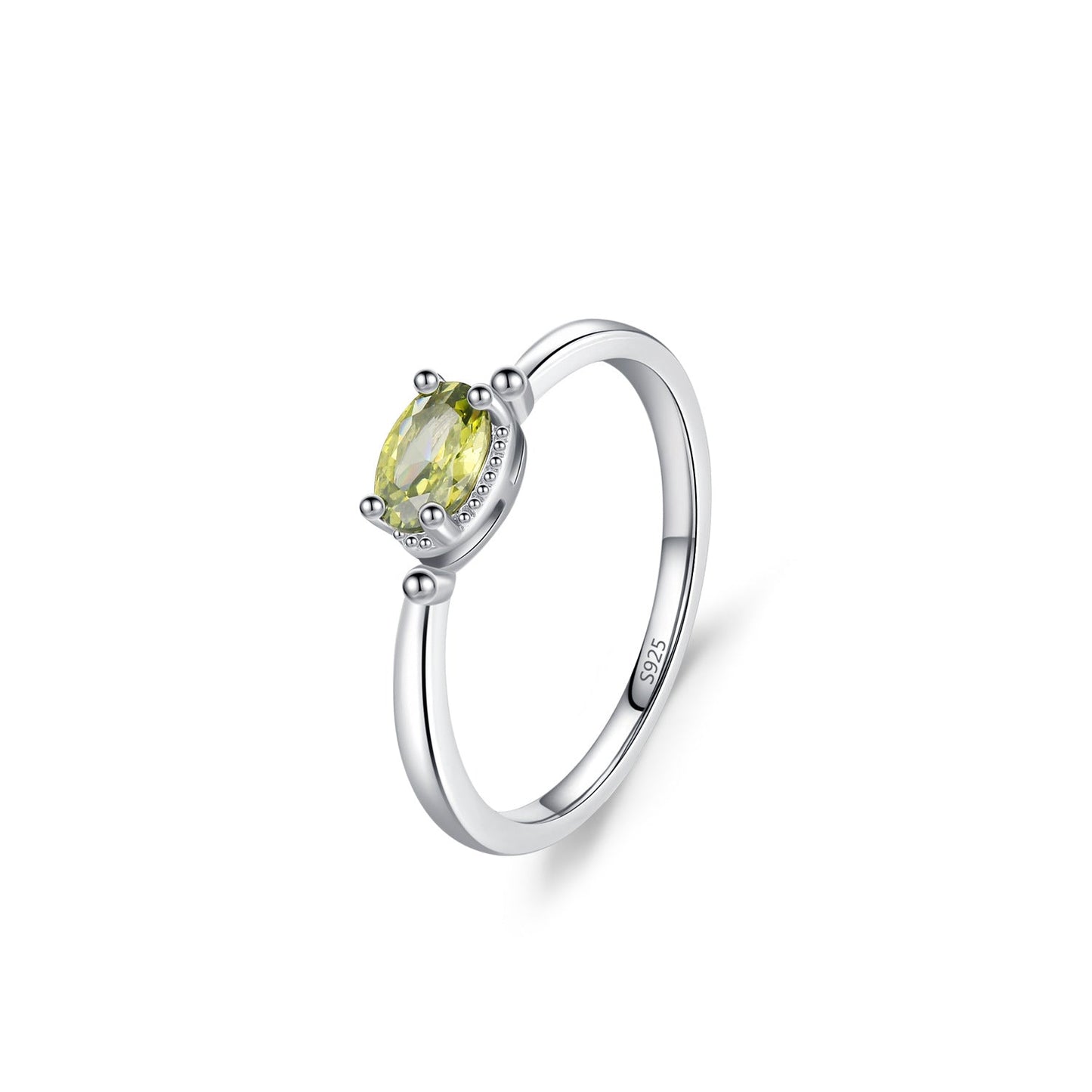 Olive Glow Green Zircon Necklace Ring Set 925 Sterling Silver