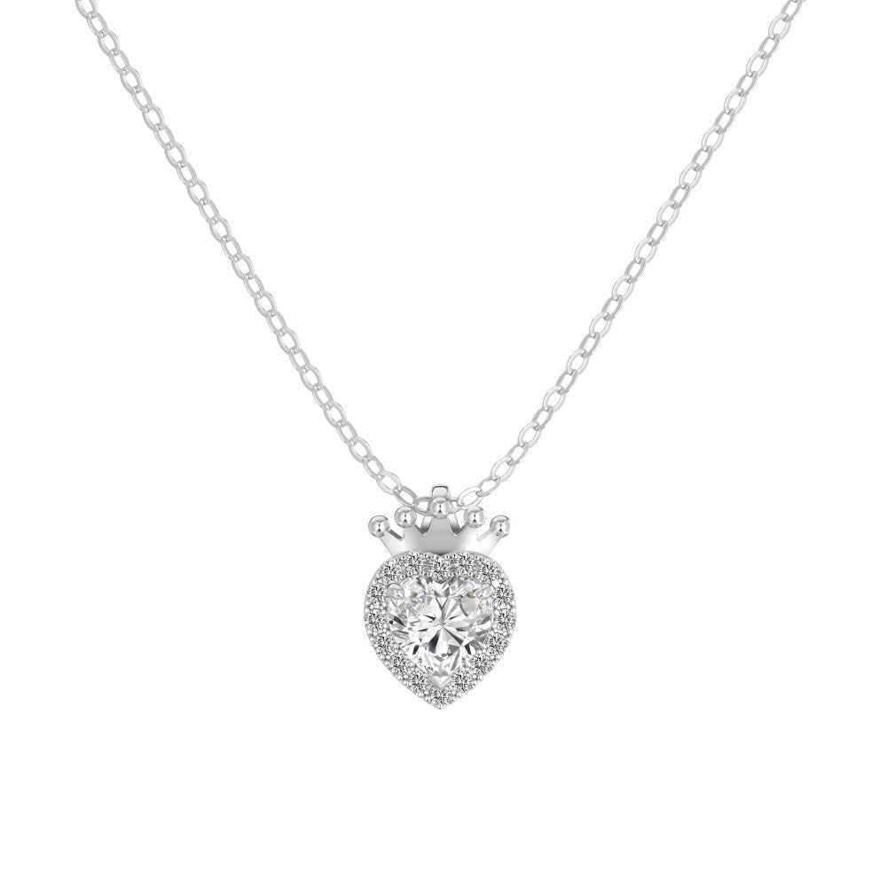 925 Sterling Silver Crown Heart Jewelry Set – Crowned Heart Royale (Necklace Ring Earrings)