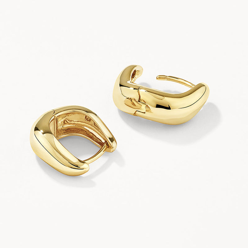 “Fluid Wave” S925 Sterling Silver Sculptural Wave Hoop Earrings