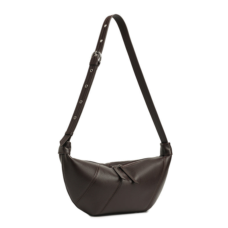 Women's TC Cowhide Soft Dumpling Bag with Adjustable Strap