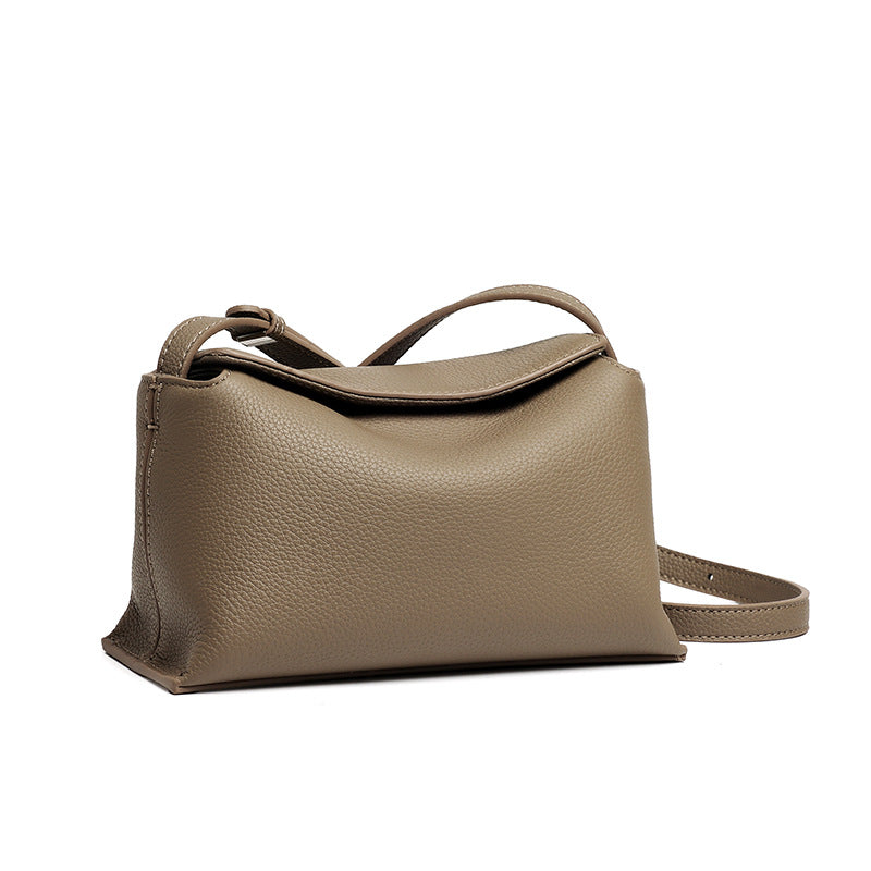 Women's Pebbled Cowhide Flap Crossbody Bag with Hidden Clasp