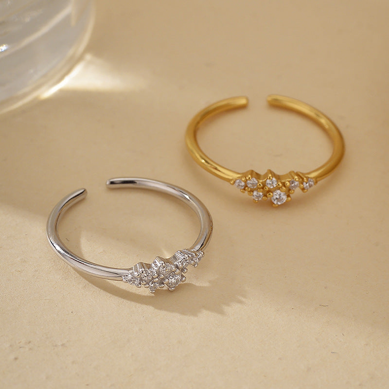 “Petite Halo” S925 Sterling Silver Micro-Set Zircon Open Ring