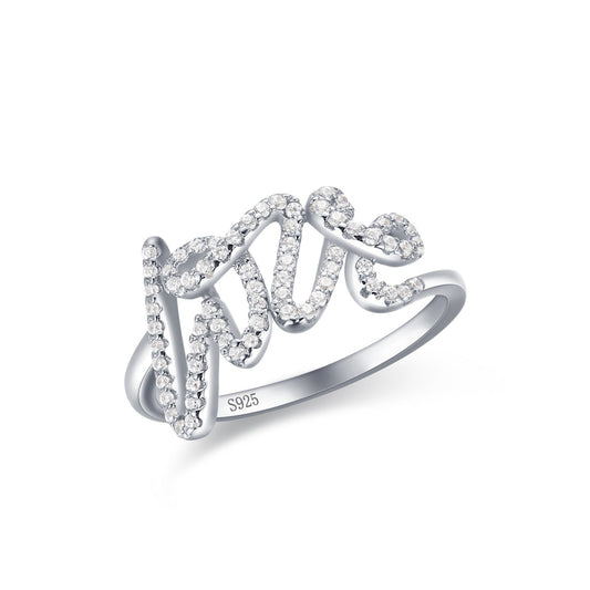 Eternal Love Letter Ring with Zircon in 925 Sterling Silver
