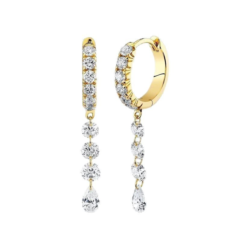 “Teardrop Allure” S925 Sterling Silver Zircon Drop Hoop Earrings