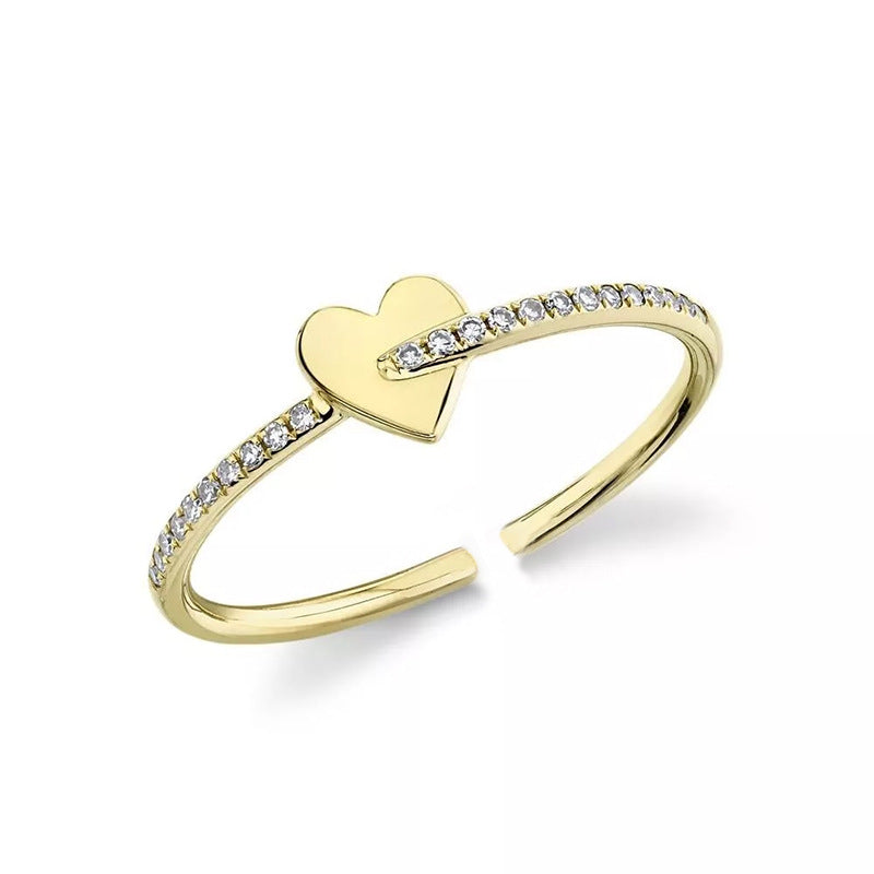 “Heartline” S925 Sterling Silver Open Adjustable Zircon Heart Ring