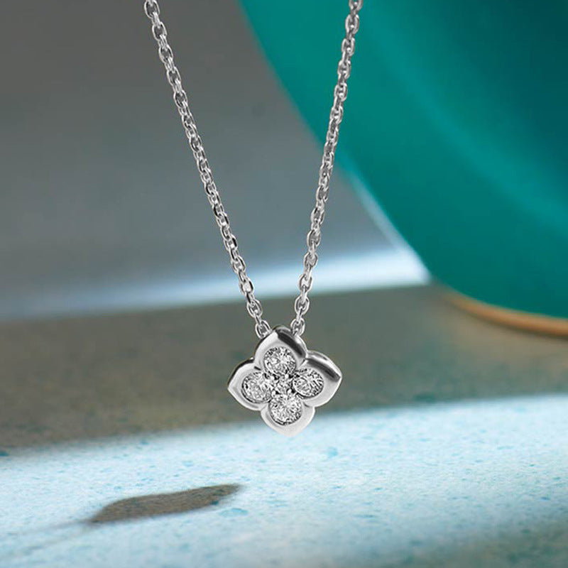 “Clover Muse” S925 Sterling Silver Four-Leaf Clover Necklace