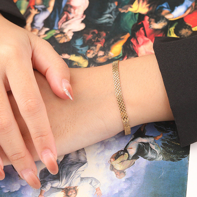 “Woven Radiance” S925 Sterling Silver Vintage-Inspired Woven Bracelet