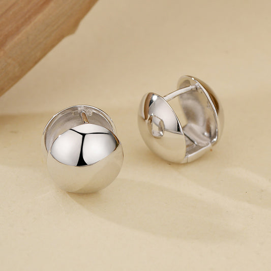 “Orbital Pebble” S925 Sterling Silver Minimalist Ball Hoop Earrings