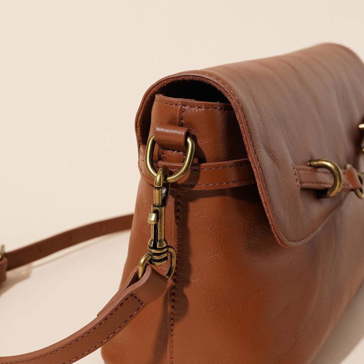 Women's Full-Grain Cowhide Horsebit Flap Crossbody Bag