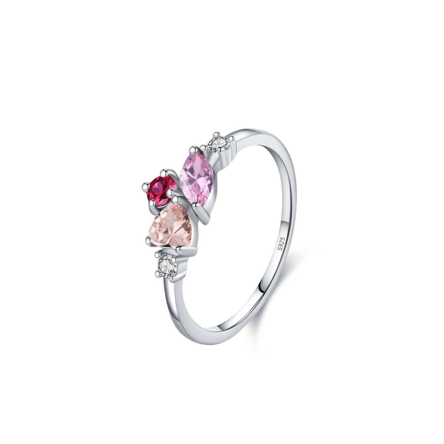 Forest Prism Multi Color Zircon Ring 925 Sterling Silver