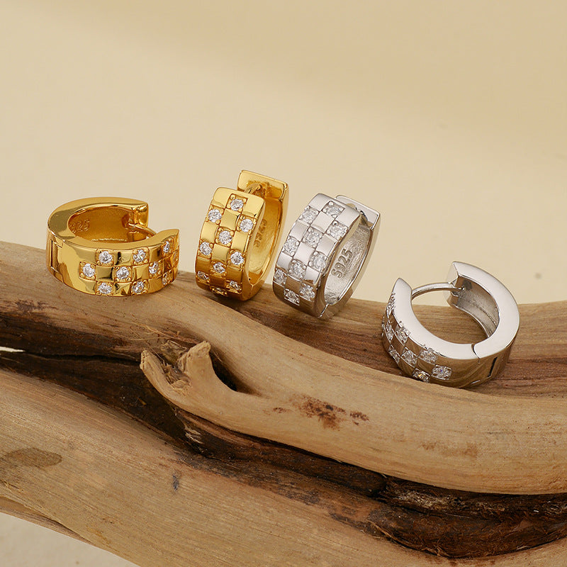“Celestial Orbit” S925 Sterling Silver Pavé Hoop Earrings