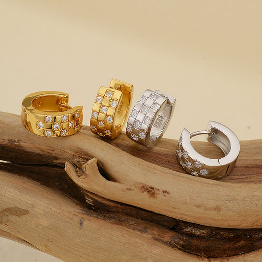 “Celestial Orbit” S925 Sterling Silver Pavé Hoop Earrings