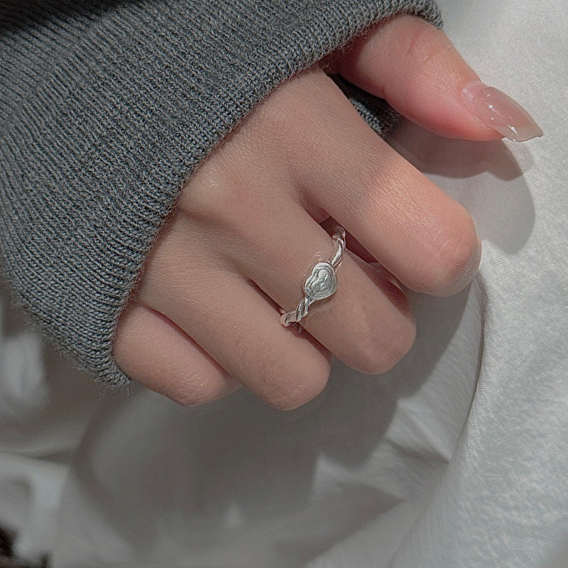 925 Sterling Silver Open Heart Rope Ring – Tender Heart Design