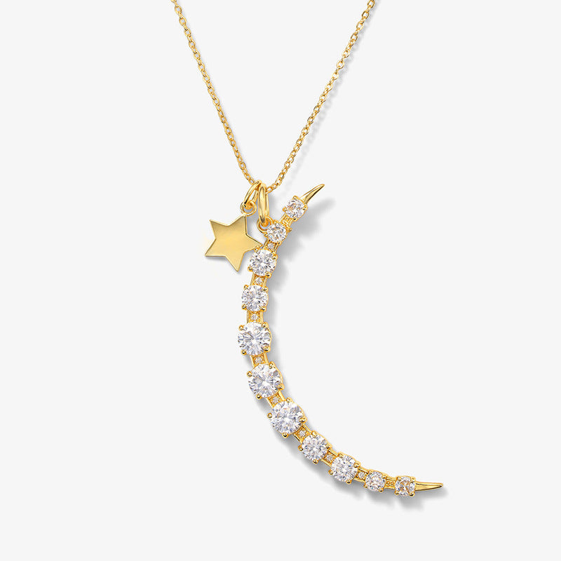 “Celestial Opal” S925 Sterling Silver Opal Star & Moon Necklace