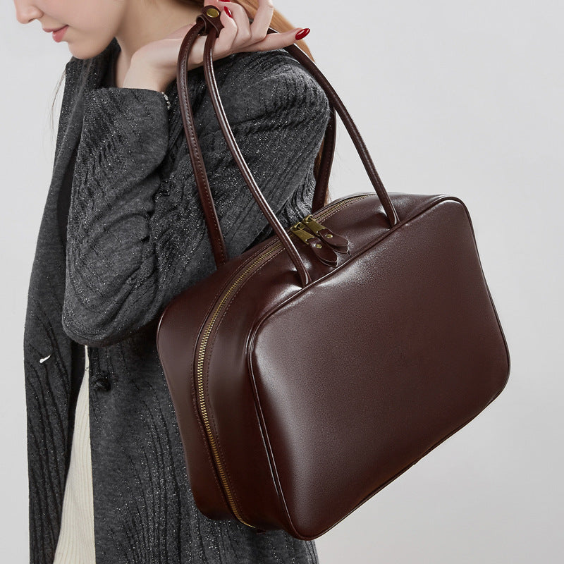 Women's Smooth Full-Grain Cowhide Boxy Work Bag