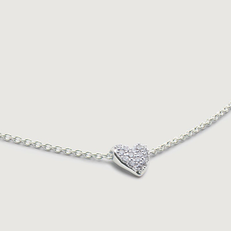 “Sliding Heart” S925 Sterling Silver Zircon Heart Necklace