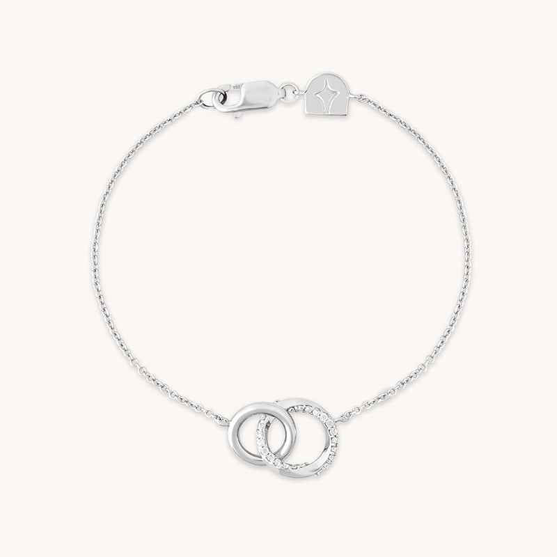Circle Glow S925 Silver Zircon Double Ring Chain Bracelet
