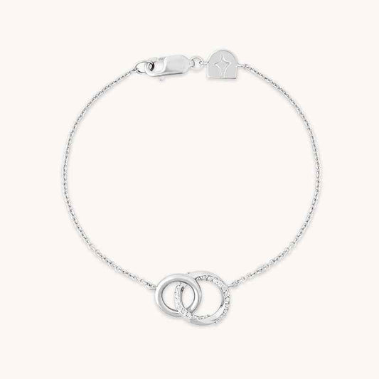 Circle Glow S925 Silver Zircon Double Ring Chain Bracelet
