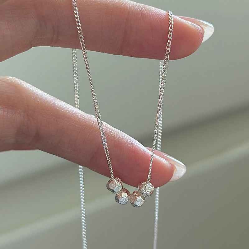 Pebble Gleam S925 Silver Faceted Bead Chain Necklace