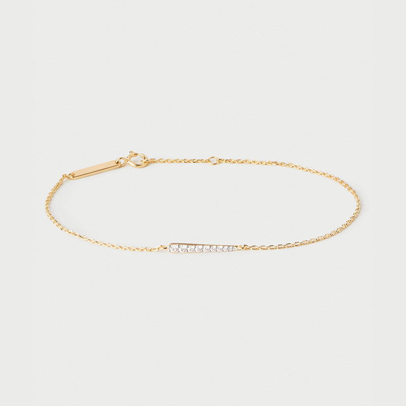 “Line Eclat” S925 Sterling Silver Asymmetrical Pave Bracelet
