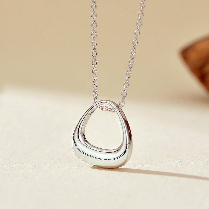 “Triangle Muse” S925 Sterling Silver Openwork Triangle Pendant Necklace