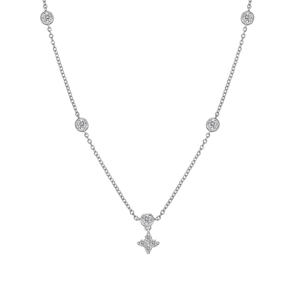 Starlit Bloom S925 Sterling Silver Star Flower Necklace and Bracelet Jewelry Set