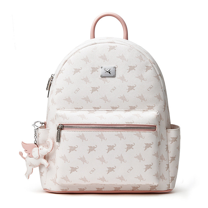 Women's Flying Elephant Print Backpack with Large Capacity and Zipper Closure
