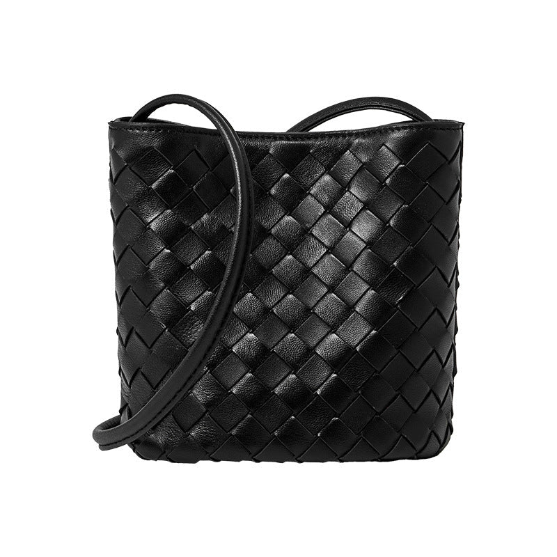 Women's Hand-Woven Sheepskin Bucket Crossbody Bag