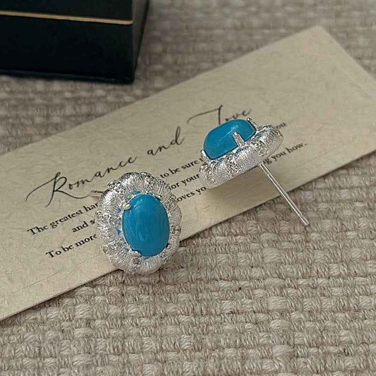 925 Sterling Silver Turquoise Stud Earrings – Vintage Turquoise