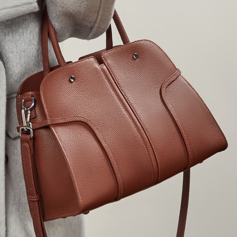 Women's Pebbled Cowhide Paneled Doctor-Style Work Bag