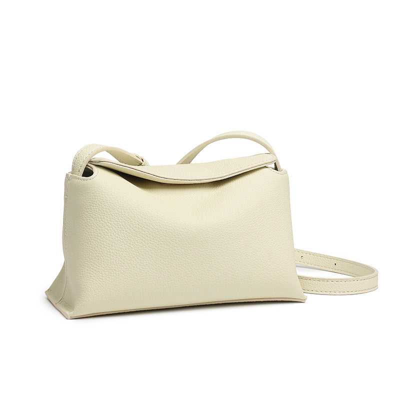 Women's Pebbled Cowhide Flap Crossbody Bag with Hidden Clasp