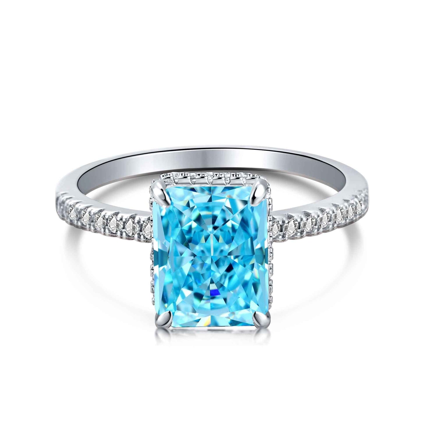 925 Sterling Silver Rectangular Color Zircon Ring – Prism Royale