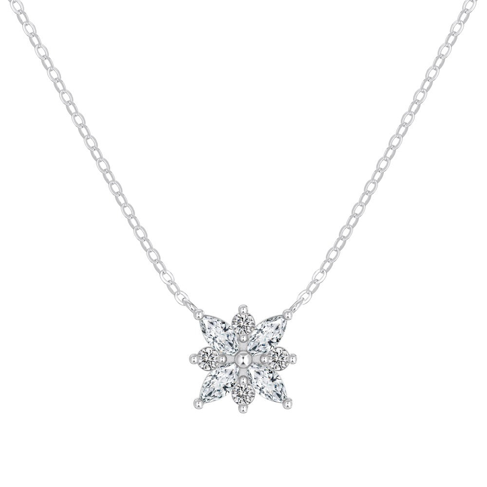 Glacier Bloom S925 Sterling Silver Snowflake Crystal Jewelry Set