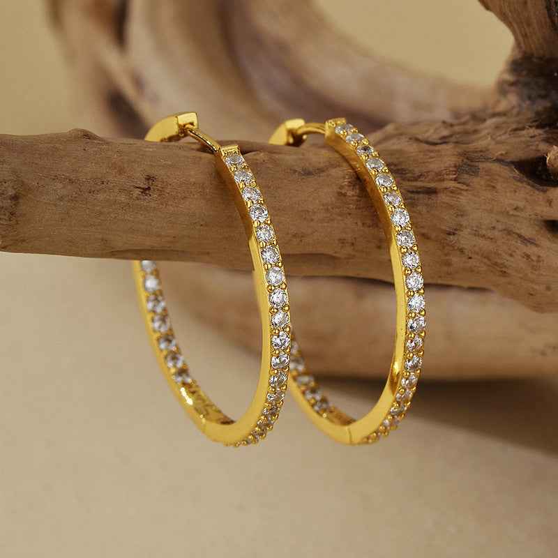 925 Sterling Silver Full-Pavé Large Hoop Earrings – Luxe Halo