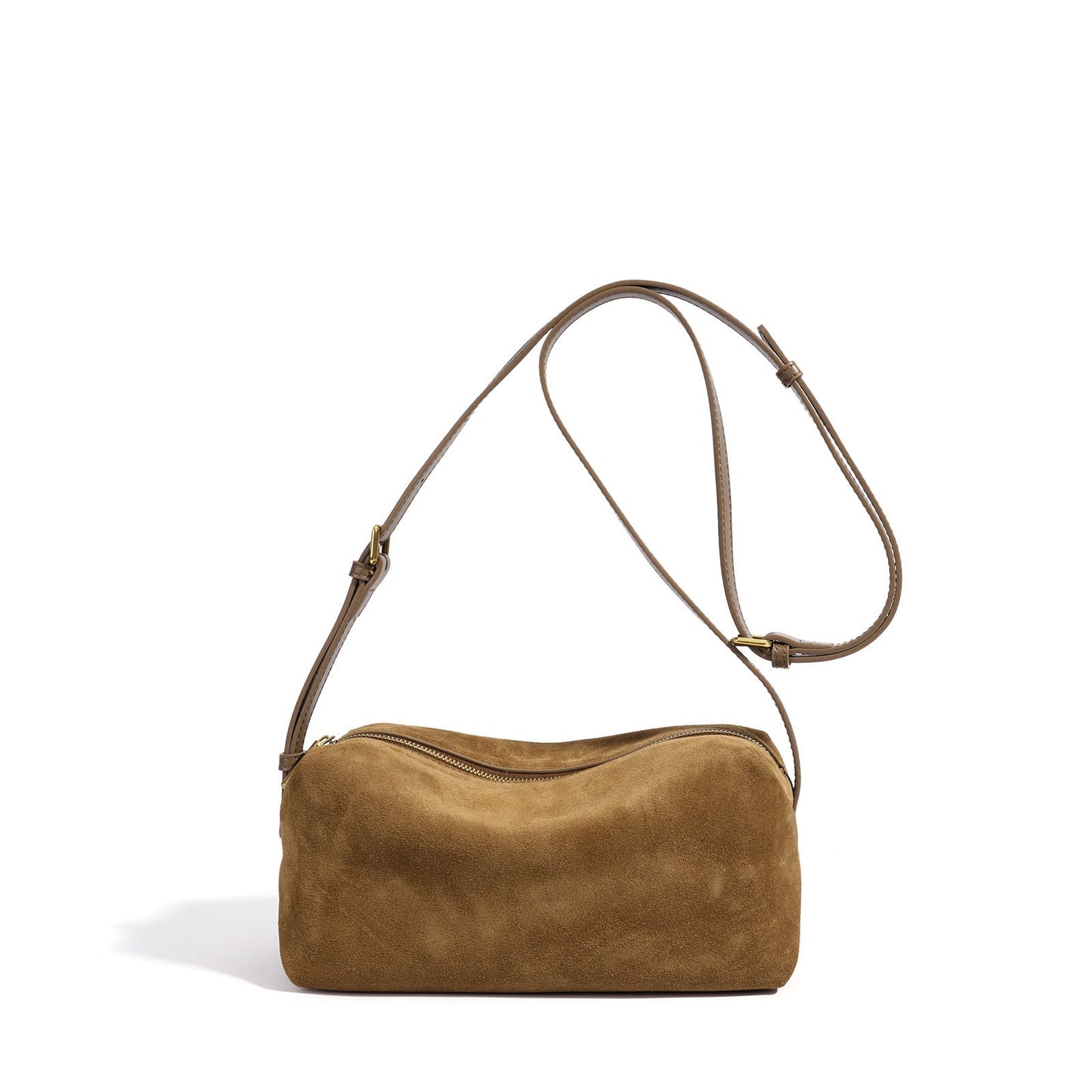 Women's Suede Leather Slouchy Clutch Bag with Adjustable Strap