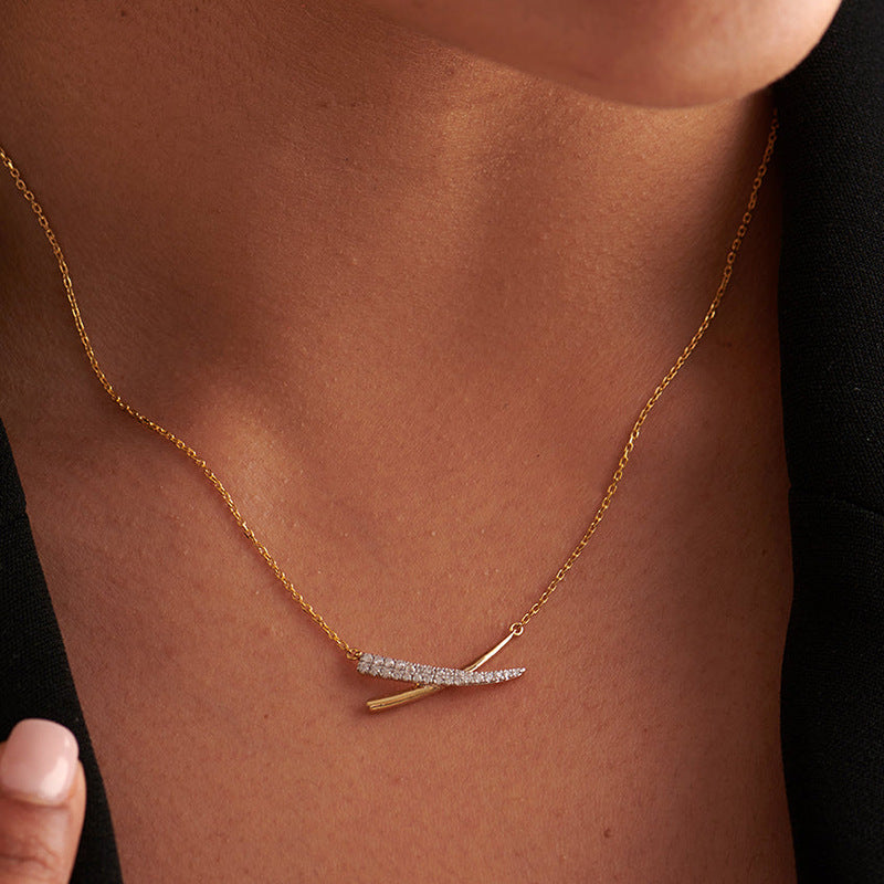 “Crossline” S925 Sterling Silver Geometric Cross Necklace