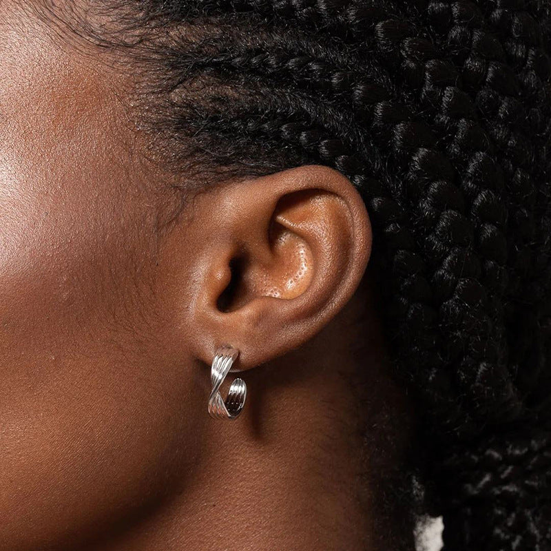 “Quadra Cross” S925 Sterling Silver Four-Line Cross Stud Earrings