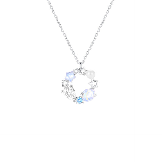 Ocean Luster Opalescent Shell Jewelry Set S925 Sterling Silver Necklace Tassel Earrings