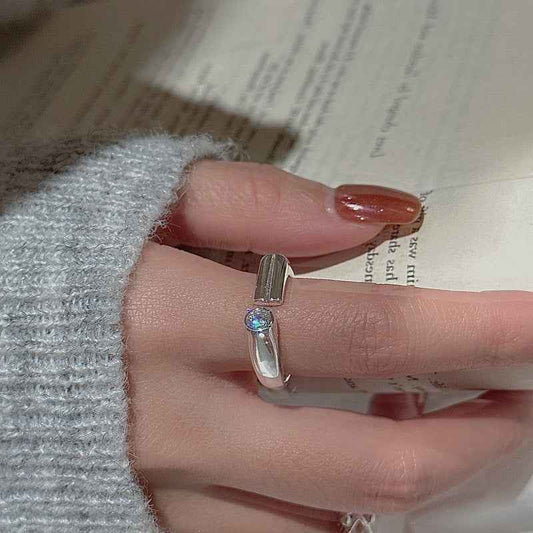925 Sterling Silver Open Zircon Ring – Minimal Arc
