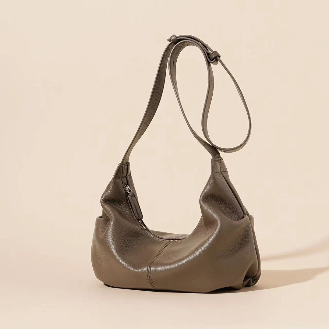 Women's Pebbled Cowhide Slouch Crescent Hobo Bag