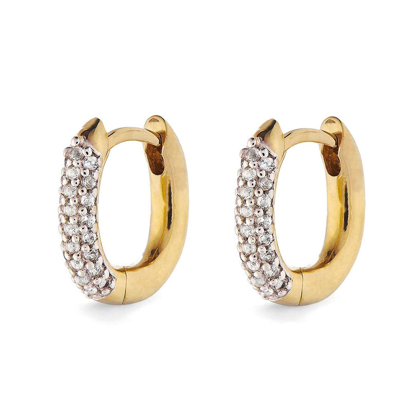 “Oval Line Luxe” S925 Sterling Silver Pavé U-Shaped Hoop Earrings
