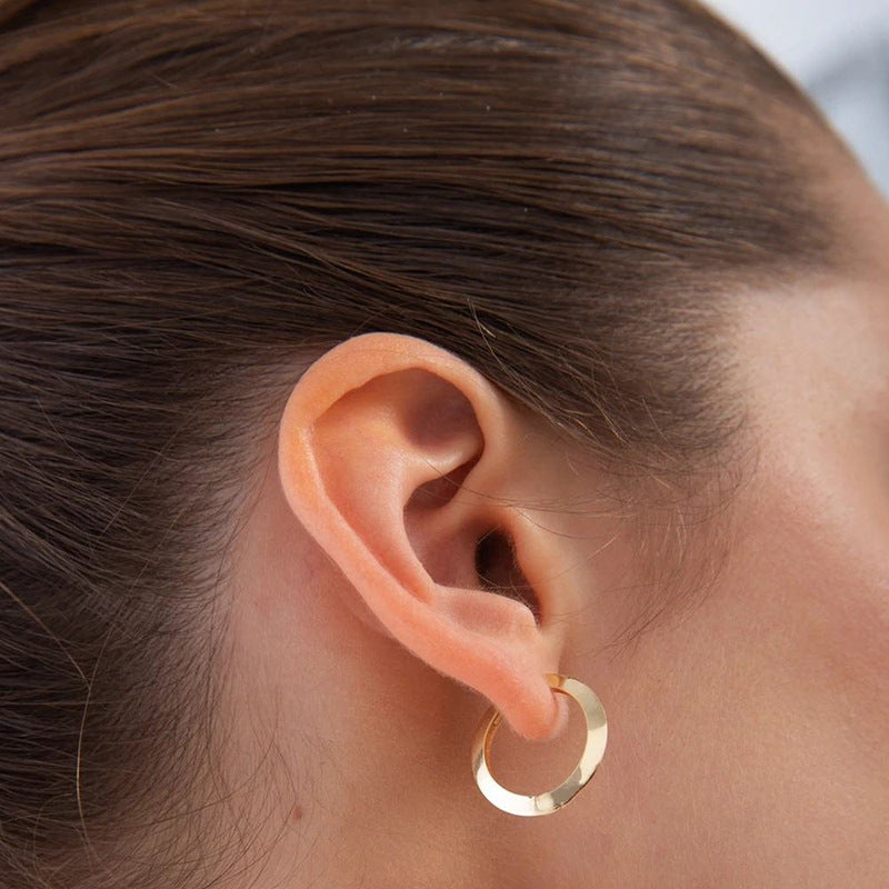 “Modern Orbit” S925 Sterling Silver Geometric Circle Hoop Earrings
